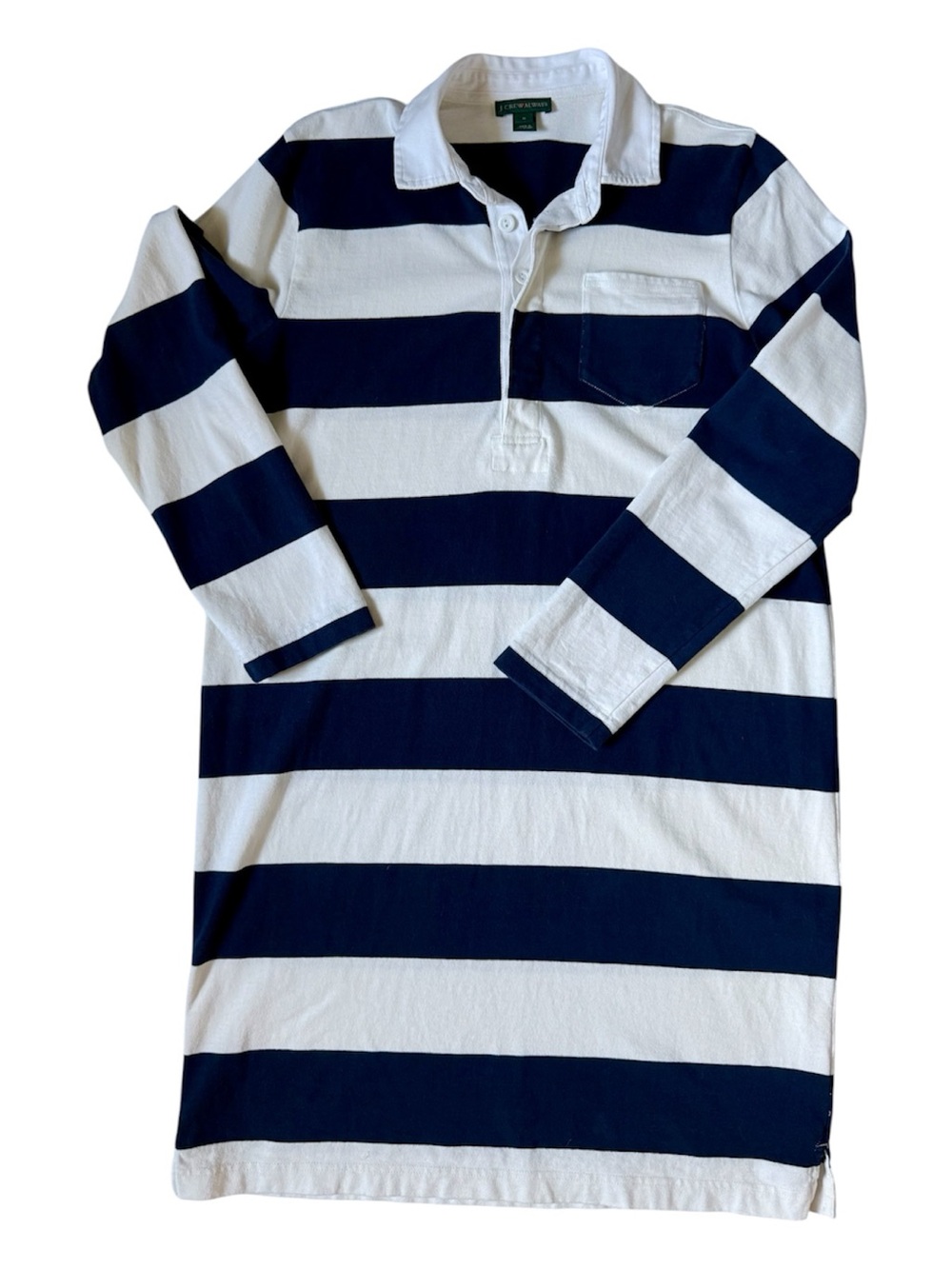 J. Crew Heritage Rugby Dress Shirt Navy White Striped Medium EUC